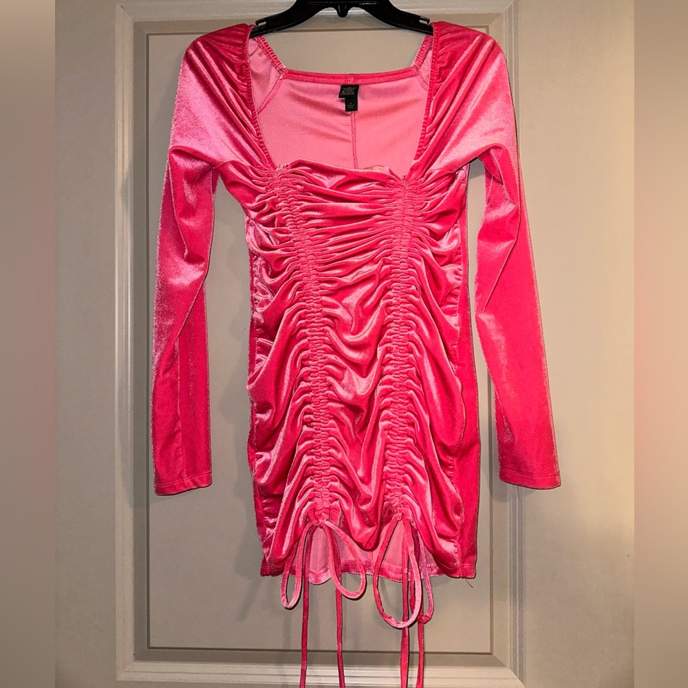 Pink velvet dress